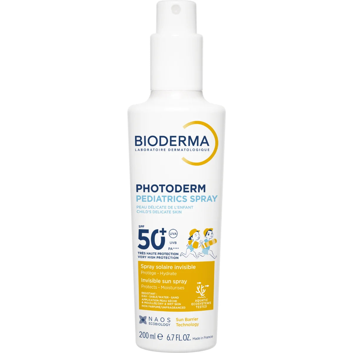 Bioderma Photoderm Pediatrics Spray SPF50+ 200 ml – vedenkestävä ja hajusteeton aurinkosuojasuihke lapsille 