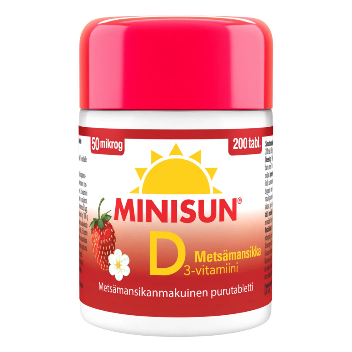 Minisun D-vitamiini Metsämansikka 50 mikrog 200 tabl