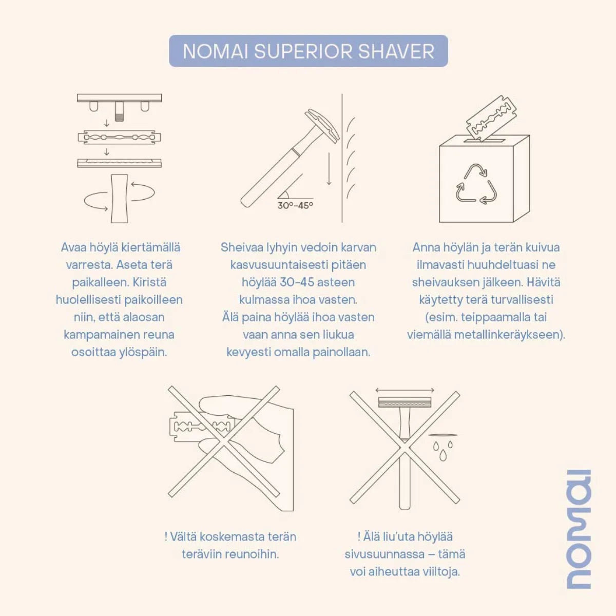Nomai Superior Shaver Kestohöylän käyttöohjeet