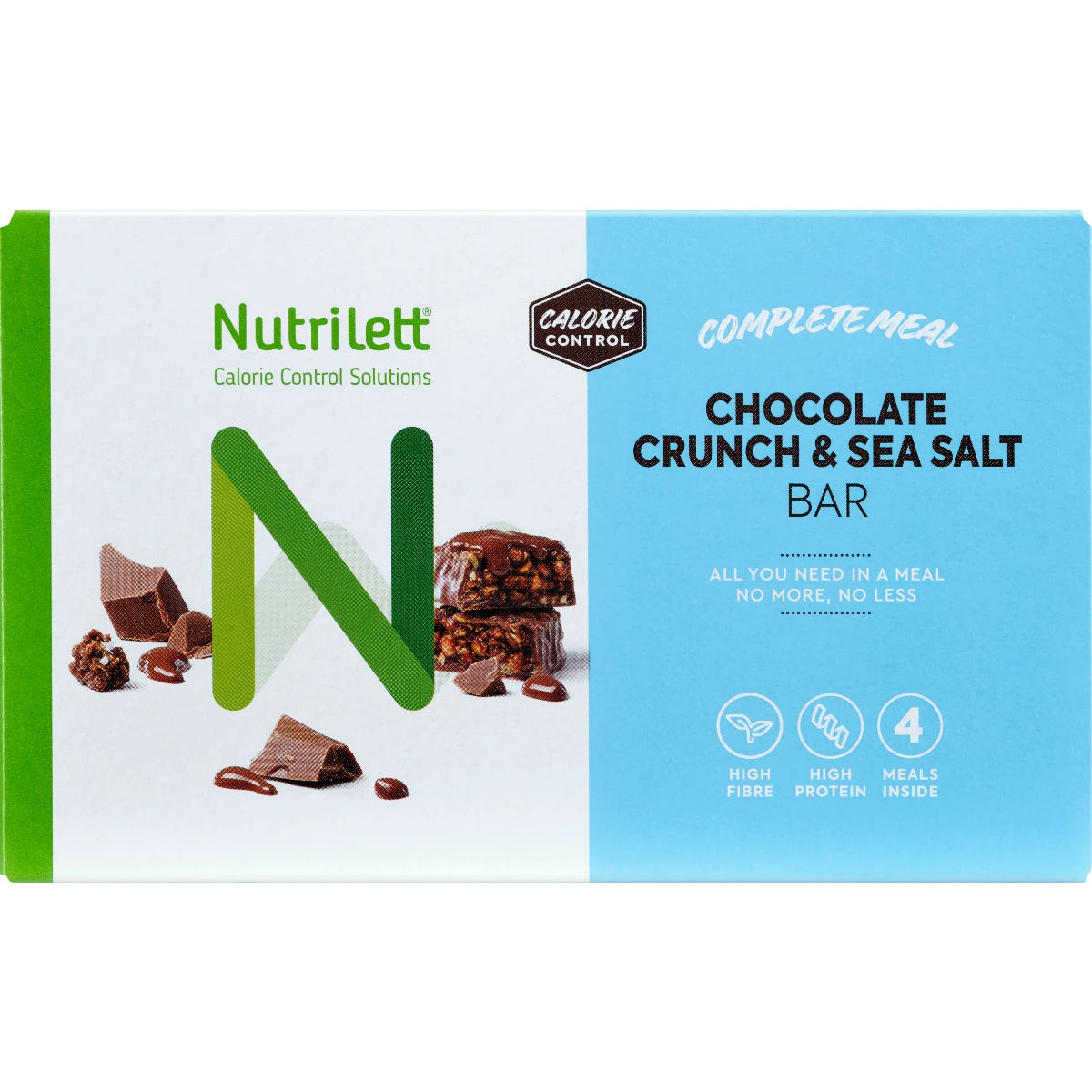 Nutrilett Chocolate Crunch & Sea Salt ateriankorvikepatukka 4 x 60 g – rapea suklaapatukka merisuolalla