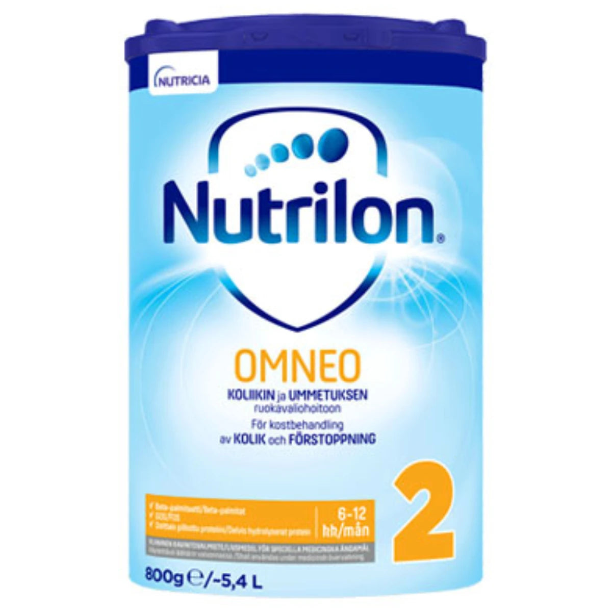 NUTRILON Omneo 2 800 g meväisen kliininen ravintovalmiste koliikin ja ummetuksen ruokavaliohoitoon