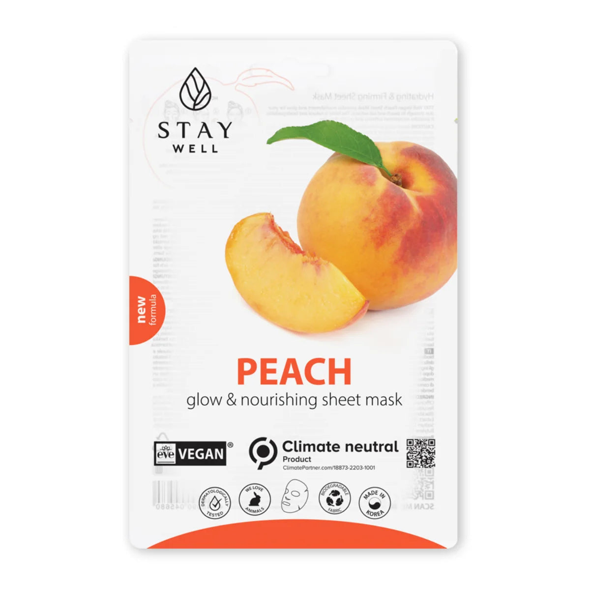 Stay Well Vegan sheet mask PEACH 23 g