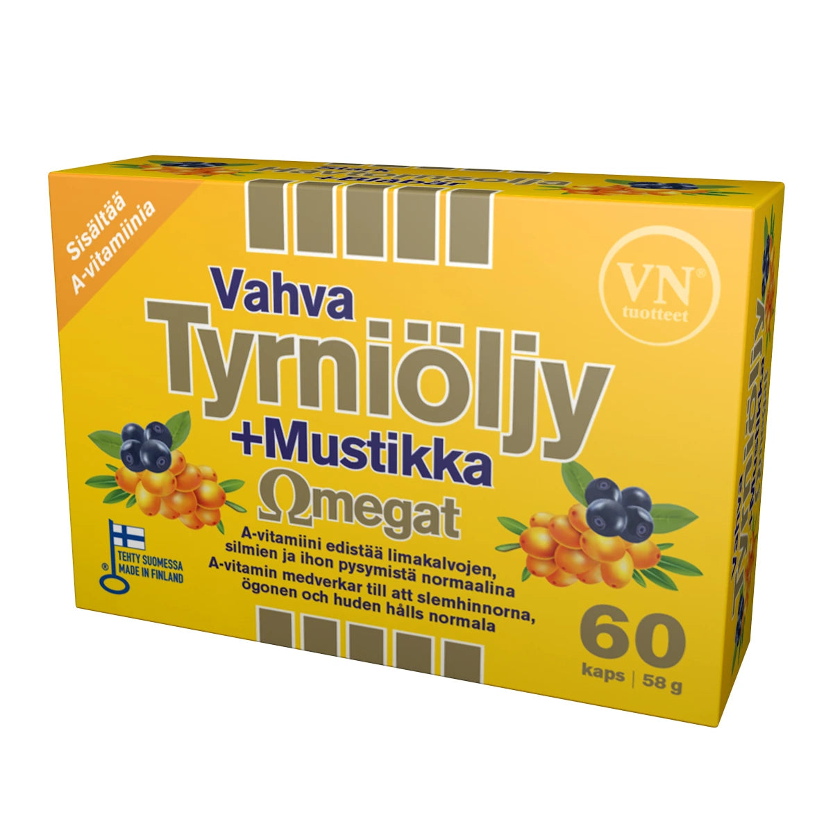 Via Naturale Vahva Tyrniöljy + Mustikka Omegat 60 kaps
