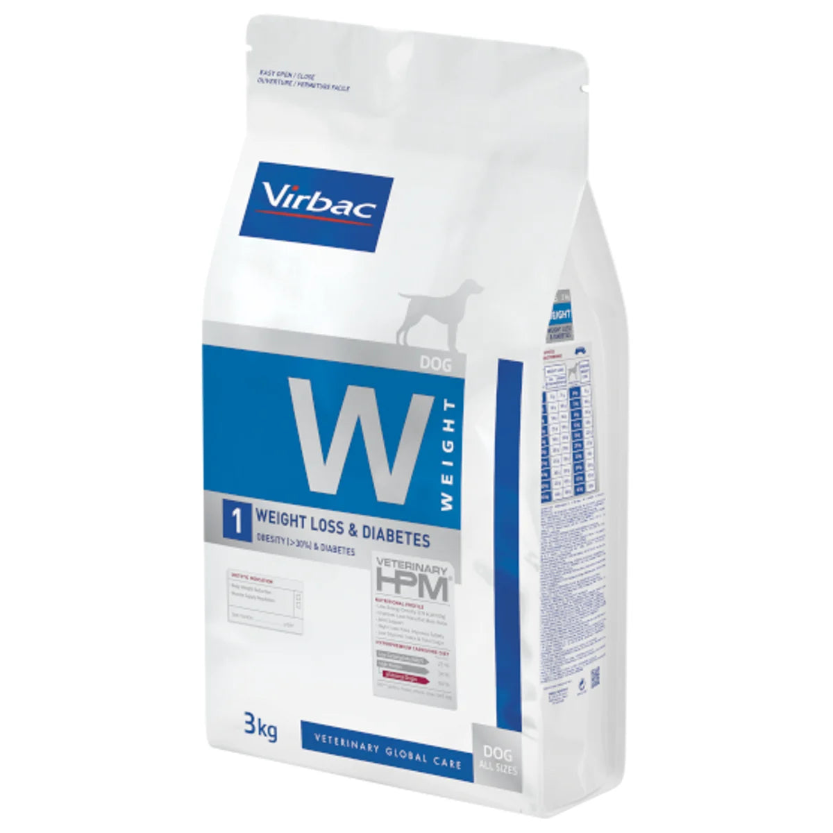 Virbac Dog Weight Loss & Diabetes W1 – Erikoisravinto nopeaan painonpudotukseen ja diabeteksen hallintaan, 3 kg