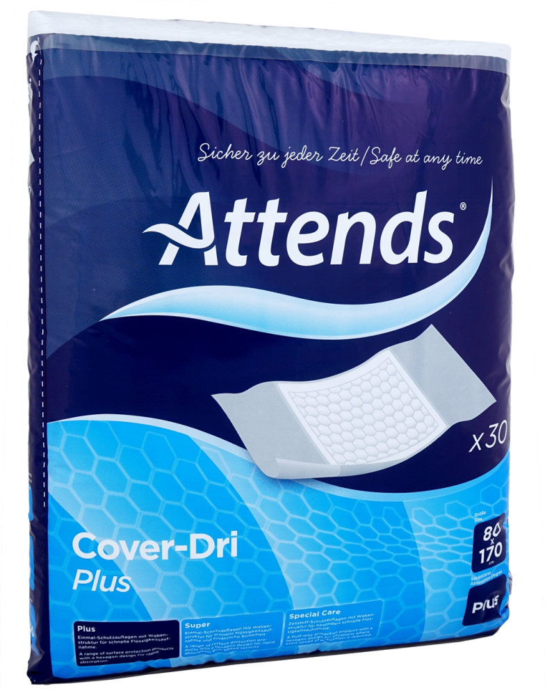 ATTENDS Cover-dri vuodesuoja 80 cm x 170 cm 30 kpl