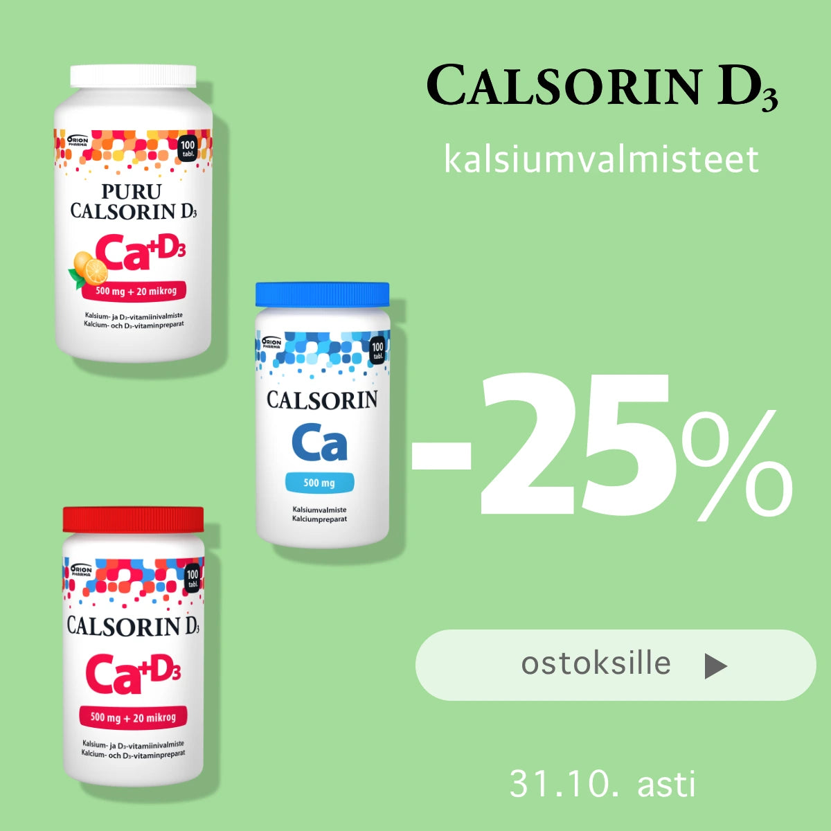Calsorin -25% lokakuun ajan