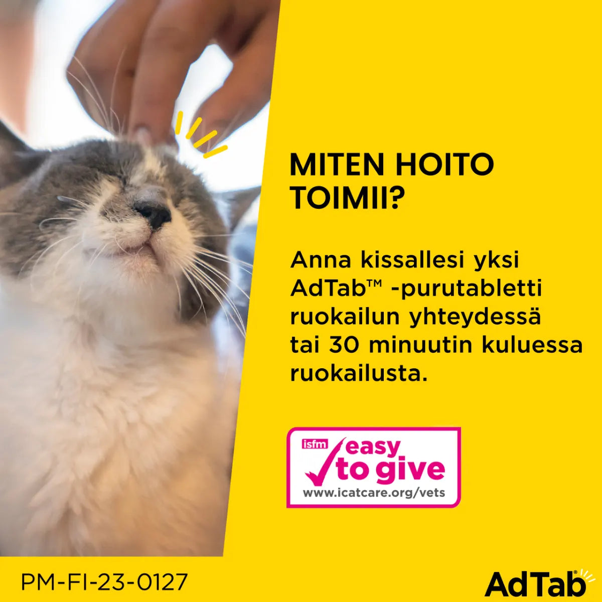 ADTAB 48 mg vet purutabletti kissoille yli 2-8 kg 3 kpl anna ruokailyn yhteydessä