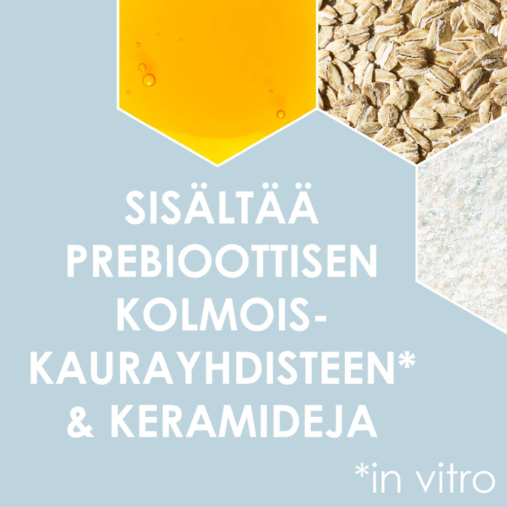 AVEENO Dermexa Fast & Long Lasting Balm sisältää prebioottisen kolmoiskaurayhdisteen