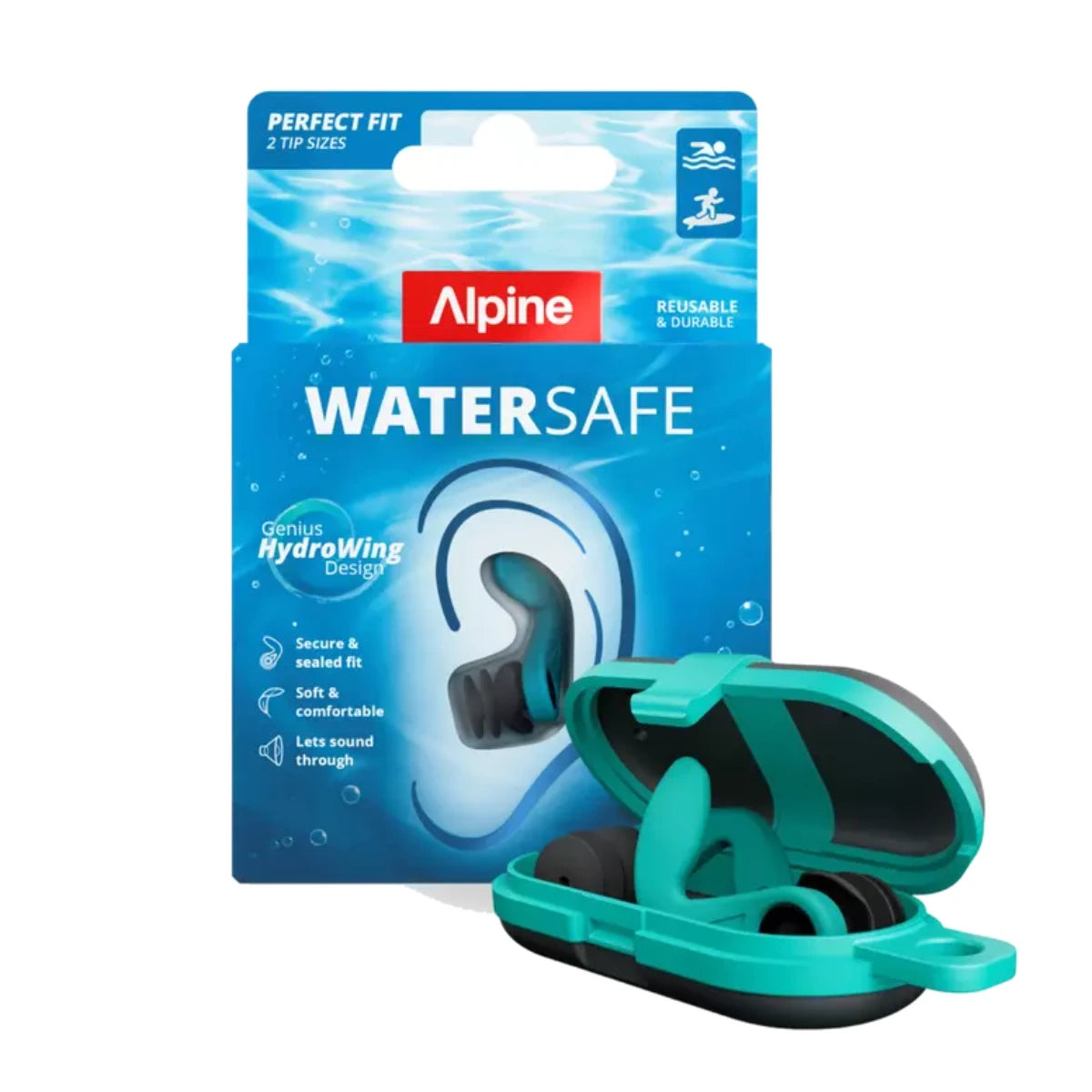 Alpine WaterSafe korvatulpat pakkaus sisältää suojakotelon