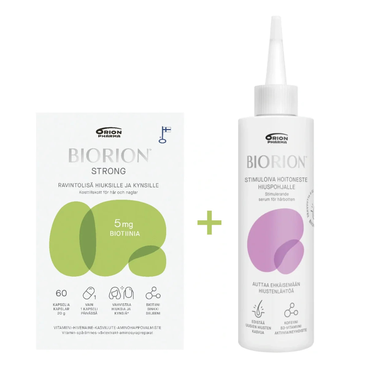 Biorion Strong 60 kaps + Biorion stimuloiva hoitoneste 150 ml