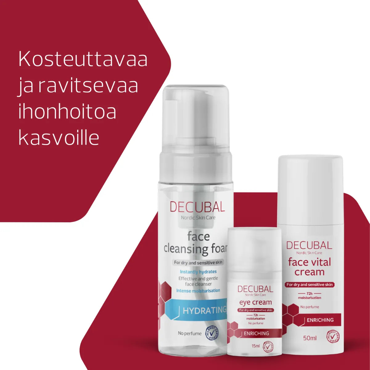 DECUBAL Face tuotteet kasvojen kosteuttavaan hoitoon