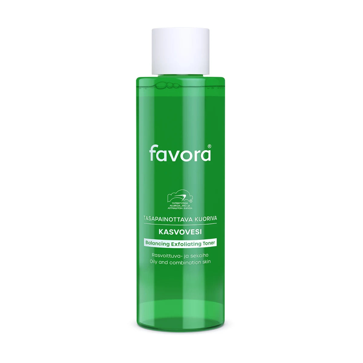 Favora Tasapainottava Kuoriva Kasvovesi 200 ml – kevyesti kuoriva kasvovesi rasvoittuvalle iholle