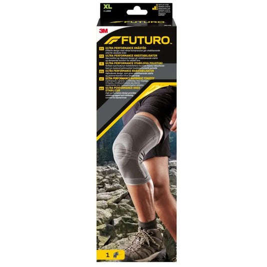 FUTURO Ultra Performance Stabiloiva polvituki, XL vakauttava tuki mukavilla pehmusteilla loukkaantuneelle polvelle