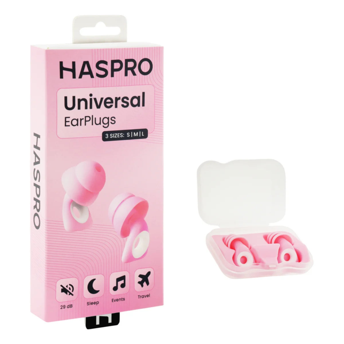Haspro Universal Pink silikonikorvatulpat S/M/L 4 paria