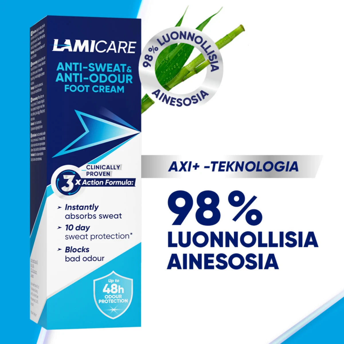 Lamicare Anti-Sweat & Anti-Odor jalkavoide  sisältää 98% luonnollisia ainesosia