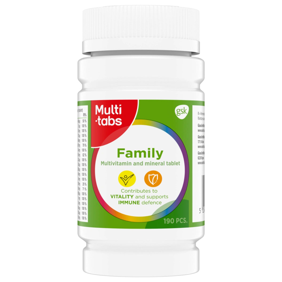MULTI-Tabs Family Monivitamiini 190 kpl monivitamiini- ja kivennäisainevalmiste päivittäiseen käyttöön