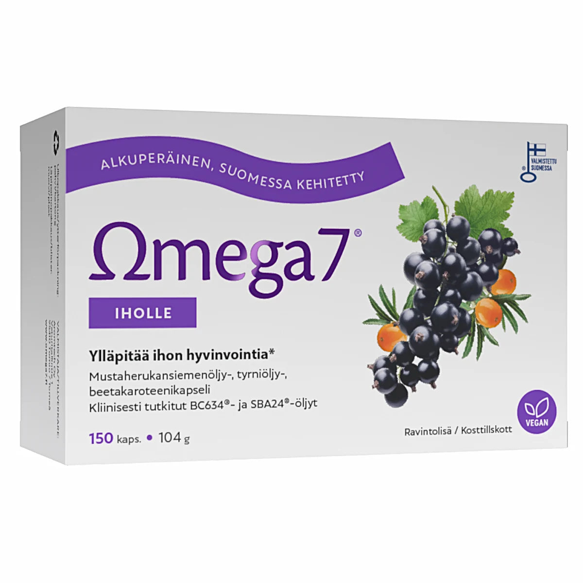 Omega7 Iholle 150 kapselia – Sisäistä kosteutta kuivalle ja atooppiselle iholle
