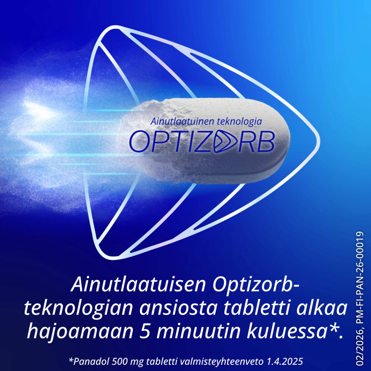 PANADOL 500 mg tabletti hajoaa ainutlaatiosen Optizorb-teknologian ansiosta 5 minuutin kuluessa