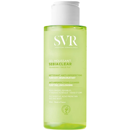 SVR Sebiaclear Gel Mousse Puhdistusgeeli 100 ml – vaahtoava puhdistusgeeli rasvoittuvalle ja epäpuhtaalle iholle
