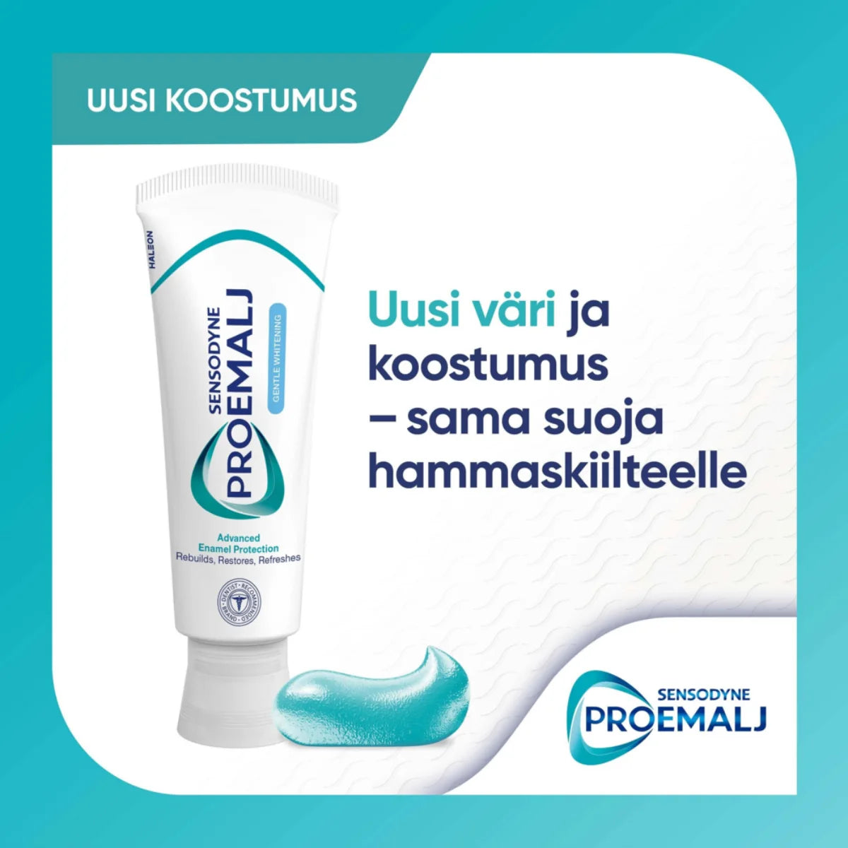 SENSODYNE Pro-Emalj  Gentle Whitening hammastahna uusi väri ja koostumus, sama suoja