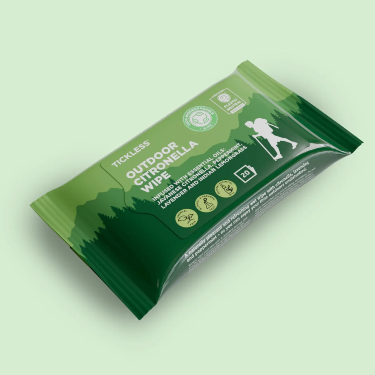 Tickless Outdoor Citronella Wipe Biohajoava Hyönteiskarkotepyyhe hyttysille ja punkeille