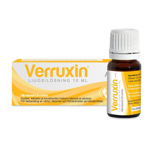 VERRUXIN liuos 10 ml – paikallinen liuos kovettomien ja känsien hoitoon