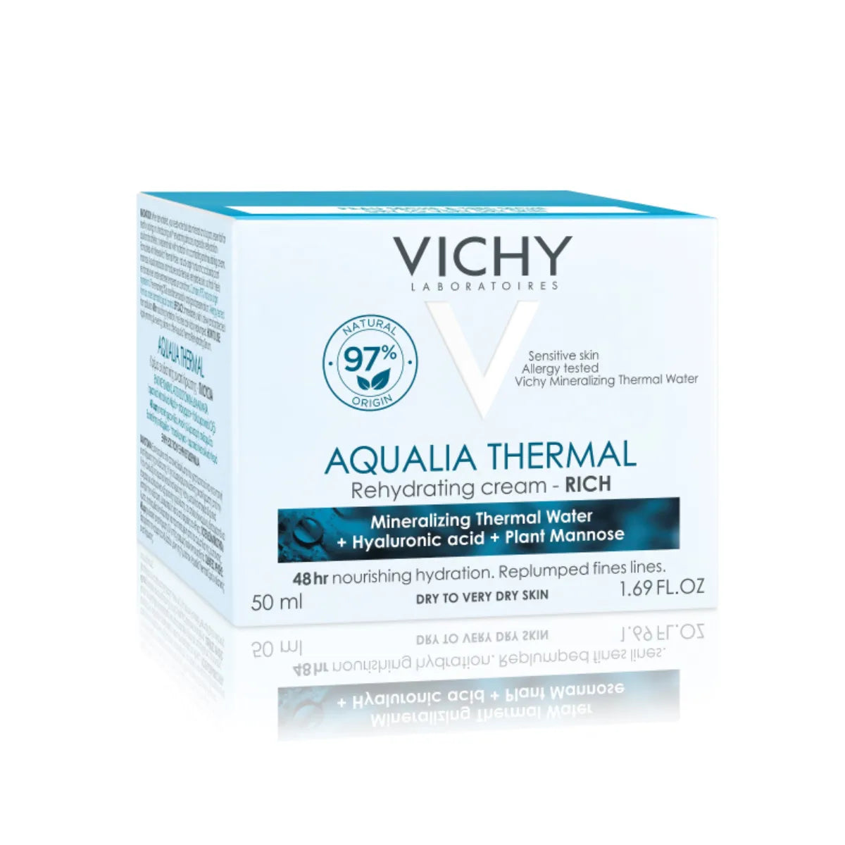 VICHY Aqualia Thermal Rehydrating Cream Rich kasvovoide 50 ml sisältää hyaluronihappoa