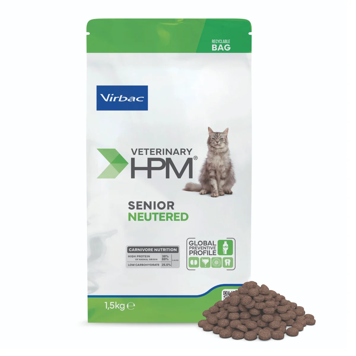 Virbac HPM Cat Senior Neutered 1,5 kg steriloiduille tai kastroiduille kissoille