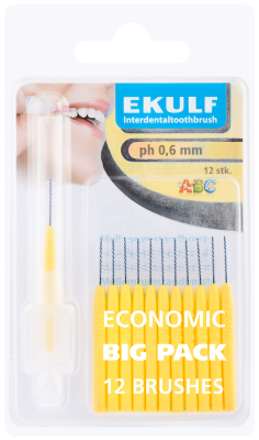 EKULF HAMMASVÄLIHARJA PH ABC 0,6 KELTAINEN 12 KAPPALETTA