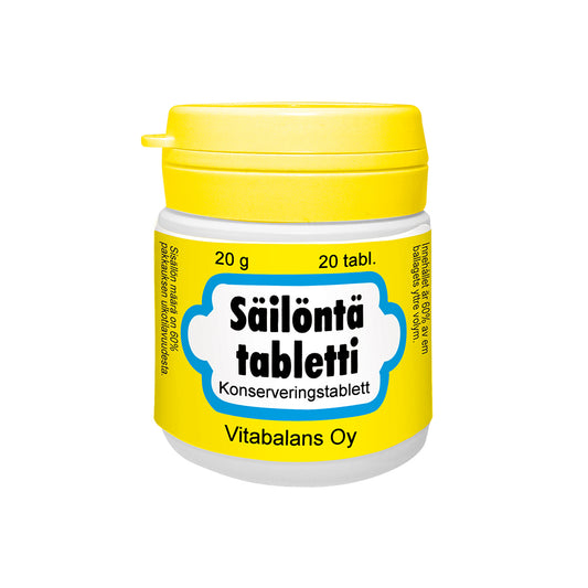 SÄILÖNTÄTABLETTI MARJA-, HEDELMÄ- JA KASVISSÄILYKKEIDEN TEKEMISEEN 20 TABLETTIA
