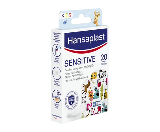 HANSAPLAST Sensitive strips kids eläinkuvoiset laastarit lapsille 20 kpl
