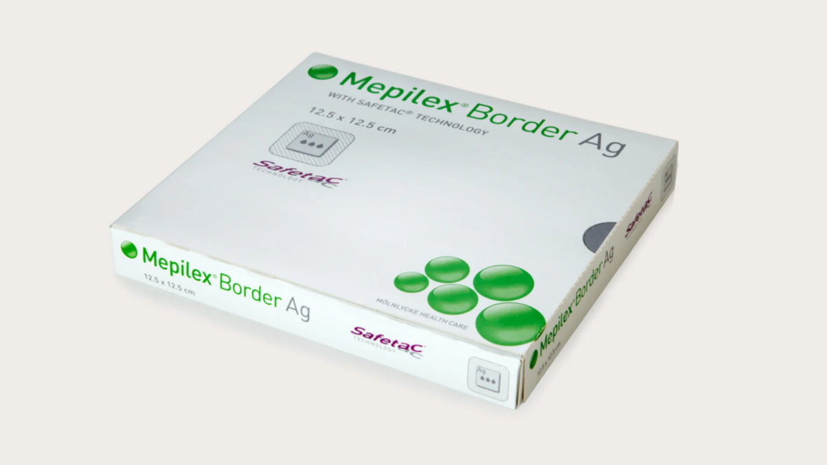 MEPILEX Border AG 10 cm x 10 cm kiinnittyvä antimikrobinen vaahtosidos 5 kpl