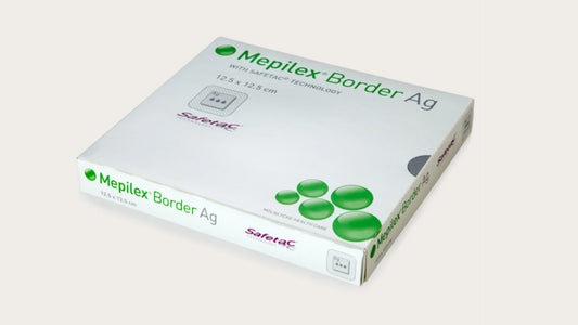MEPILEX Border AG 10 cm x 10 cm kiinnittyvä antimikrobinen vaahtosidos 5 kpl
